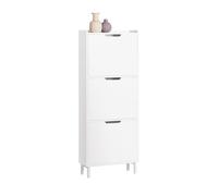 SoBuy Zapatero Estrecho Blanco con 3 Solapas Mueble Zapatero Entrada Recibidor, Armario Zapateros Estrecho de Madera para Pasillo Estrecho y Entrada, 50x19x129cm, Blanco，FSR151-H-W