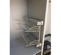 Zapatero Lateral con guias de extracción Total - para ARMARIOS, VESTIDORES, Muebles - Marco de Aluminio, cestas en Acero Cromado - Sistema de guías de Freno (Izquierda)