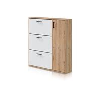 Zapatero leia blanco artik (blanco mate) - roble nodi 105 x 112 x 24 cm