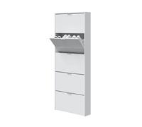 Habitdesign Zapatero alto Modelo Shoe Cabinet 5 puertas Blanco Brillo 15 pares 180x70x17 cm
