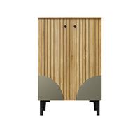 Zapatero moderno de madera - organizador de zapatos con estantes y estructura metálica negra - color natural