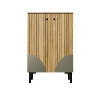 Zapatero moderno de madera - organizador de zapatos con estantes y estructura metálica negra - color natural