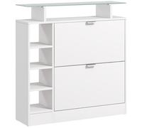 HomCom Zapatero moderno Cajones abatibles, estantes ajustables, 12 pares, 89x25x92 cm Blanco