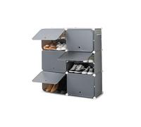 InnovaGoods Zapatero modular portátil 10 módulos 18 compartimentos 36 pares Gris con perchero