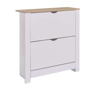 Zapatero, mueble recibidor 2 trampones tivoli melamina blanco y roble 81x74x24 cm 81 cm