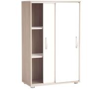 Zapatero Multiusos con Puertas Correderas Blanco y Roble 106x68x33 cm