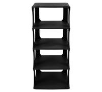 Zapatero Multiusos de Plástico Apilable, Compacto, Negro para Entrada | Diseño Modular Desmontable, Superficie Lisa, Adecuado para Pasillo y Mudroom, Zapatos Infantiles y Limpieza