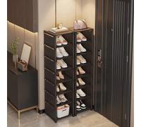 Zapatero pequeño, armario para zapatos ensanchado contra la pared, zapatero para puerta, pequeño y estrecho, almacenamiento para el hogar, alquiler de varios pisos Black 6 widened