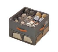 Zapatero plegable con cubierta transparente, organizador de zapatos de tela Oxford para armario, caja de almacenamiento a prueba de polvo de gran capacidad para tacones, solución apilable en café
