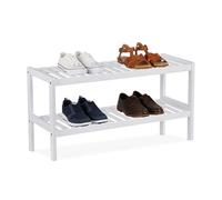 Relaxdays Zapatero de bambú blanco