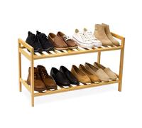 Relaxdays Zapatero apilable de bambú marrón claro