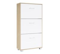 CASARIA® Zapatero 3 Puertas, Estrecho, para 18 Pares, Mueble Organizador de Zapatos, Armario Compacto, Entrada Recibidor Pasillo Salón, Estantería de Madera, Antivuelco, 115x60x25cm