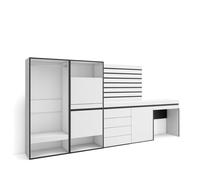 Skraut Home, Zapatero, Armario, 297x35x145cm, Vestidor abierto, Cómoda, Cajonera, Listones, Tocador, Varios colores White