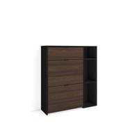 Skraut Home, Zapatero, Armario entrada recibidor, 90x102x27 cm, 10 pares de zapatos, Zapatos, Botas, Estilo Moderno, Roble oscuro y Negro Negro y Roble oscuro