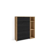 Zapatero Skraut Home, Armario entrada recibidor, 90x102x27 cm, 10 pares de zapatos, Zapatos, Botas, Estilo Moderno, Roble y negro Roble y negro
