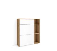 Skraut Home, Zapatero, Armario entrada recibidor, 90x102x27 cm, 10 pares de zapatos, Zapatos, Botas, Estilo Moderno, Roble y blanco Roble y blanco
