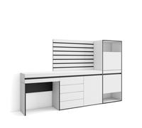 Zapatero Skraut Home, Armario para zapatos y botas, 237x35x145cm, Cómoda, Cajonera, Listones Decorativos, Tocador, Varios colores disponibles White