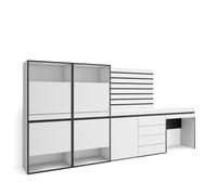 Zapatero Skraut Home, Armario para zapatos y botas, 297x35x145cm, Cómoda, Cajonera, Listones Decorativos, Tocador, Varios colores disponibles White