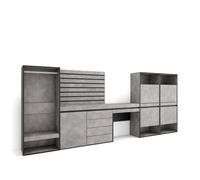 Zapatero Skraut Home, Vestidor abierto, Cómoda, Cajonera, Listones, Tocador, 357x35x145cm, Varios colores Cement