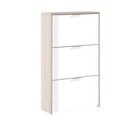 Habitdesign Zapatero 3 puertas Snow Oak – Estrecho blanco brillo y roble Canadian – 60x113x22 cm