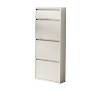 Zapatero sokndal con 3+1 puertas 118x50x15 cm metal - blanco roto [en.casa]