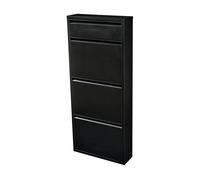 Zapatero sokndal con 3 + 1 puertas abatibles metal 118 x 50 x 15 cm negro [en.casa]