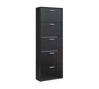 Zapatero sykkylven con 5 puertas 169x60x24 cm - negro [en.casa]