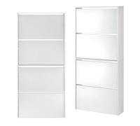 Zapatero vogar con espejo para 12 pares de zapatos aglomerado 134 x 63 x 17cm blanco [en.casa]