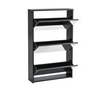 Zapatero vogar con espejo para 9 pares de zapatos aglomerado 103 x 63 x 17cm negro [en.casa]