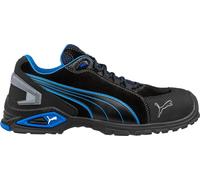 Zapatilla de seguridad Puma "Rio" para hombre, de cuero, de corte bajo, modelo BC7377 (talla 42 EU), color negro/azul