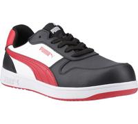 Zapatillas de seguridad para hombre Puma "Frontcourt", de cuero, modelo FS11244 (talla 43 EU), color negro/blanco/rojo