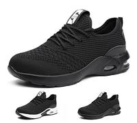 Zapatos de Seguridad para Hombre Mujer Comodo y Ligeros Calzado de Seguridad Anti-Piercing Zapatillas Trabajo con Punta de Acero Todo Negro 42EU 260