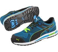 Zapatos de seguridad Puma, modelo BLAZE KNIT LOW S1P HRO SRC, color azul/negro/verde, talla 39, referencia 643060