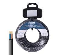 Zarivy Carrete de manguera plana 2 x 1,00 mm² negra, 15 m; ideal para riego, limpieza y transporte de agua en exteriores.