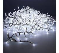 Zarivy Guirnalda LED exterior, 16 m, 500 LEDs, parpadeante, blanco frío, cable blanco; ideal para decorar eventos y realzar espacios al aire libre.