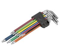 Zarivy Juego de 9 llaves Torx invertidas multicolor, acero resistente, para atornillar y desatornillar tornillos de cabeza Torx en diversas aplicaciones.