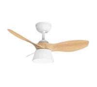 Zarivy Ventilador DC cúbico de 36W y 2680 lúmenes en blanco/haya. Aspas a 82°, 3 tonos de luz (3000K, 4500K, 6000K). Incluye control remoto, temporizador y memoria, ideal para cualquier espacio.