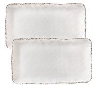 ZAROCRUS Farmhouse - Juego de 2 bandejas rectangulares grandes de melamina para servir alimentos en fiestas y entretenimiento, aptas para lavavajillas, color marfil