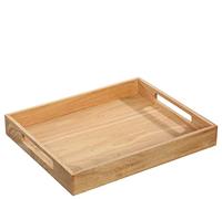 Zassenhaus Bandeja de madera para servir | rectangular | 44 x 36 x 6 cm | con asas | Bandeja de desayuno | Bandeja de madera decorativa | Tableta para vajilla | Árbol de goma sostenible - Madera