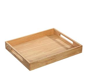 Zassenhaus Bandeja de madera para servir | rectangular | 44 x 36 x 6 cm | con asas | Bandeja de desayuno | Bandeja de madera decorativa | Tableta para vajilla | Árbol de goma sostenible - Madera