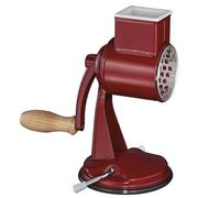 Zassenhaus Classic Classic - Rallador de cocina manual, metal lacado, madera de haya, acero inoxidable, base con ventosa, 2 tambores de fricción y mortero, utilizable como cortador de verduras,