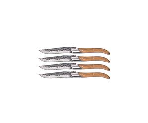 ZASSENHAUS Juego de 4 cuchillos para carne BULL de madera de olivo marrón