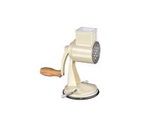 Zassenhaus Classic - Rallador de cocina manual, metal lacado, madera de haya, acero inoxidable, base con ventosa, 2 tambores de fricción y mortero, utilizable como cortador de verduras, rallador de