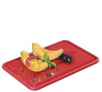 ZASSENHAUS Tabla de cortar profesional (rojo) de plástico de alta calidad, apta para lavavajillas con ranura para zumo, tabla de cocina fabricada en Alemania, 36 × 23 × 1,5 cm