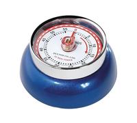 Zassenhaus Temporizador de cocina Speed | Ø 7 cm x 3 cm | azul metálico | sin pilas | carcasa de acero inoxidable | temporizador de huevo magnético | retro cocina despertador analógico | reloj de