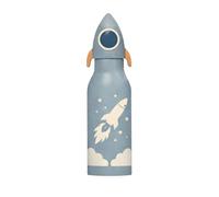 ZAZU Fun - Botella térmica infantil de 400 ml de acero inoxidable, sin BPA, a prueba de fugas y doble pared aislada, con lengüeta de transporte (misil)