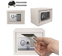 ZBZFGE Caja Fuerte de Seguridad para el hogar de 6L, Caja Fuerte con Cerradura electrónica con Teclado Digital, 2 Llaves de Emergencia, Caja de Seguridad de Acero montada en el Piso de la Pared