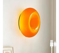 ZBZFGE Lámpara de Pared con Forma de Donut Naranja LED, lámpara de Pared con batería Recargable por USB, sin conexión de alimentación, Aplique Regulable táctil, lámpara de Pared con Forma de Donut,
