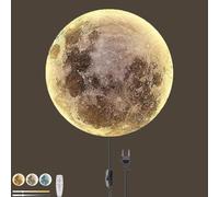 ZBZFGE Lámpara de Pared LED con Forma de Luna para habitación de niños, Control Remoto, Interruptor de luz de Pared Interior Regulable y Enchufe de Cable, lámpara de Luna, lámpara de Pared Redonda