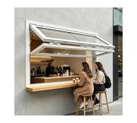 ZCXMNL Ventanas Corredizas Plegables con Marco De Aluminio, Casa Móvil Vidrio Templado 5 Mm Manija Bloqueo, Ventana Servicio Enrollable For Decorar Tiendas((WXH) 140x85cm)